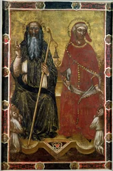 Saints Antoine Abbé et Éloi - Bannière processionnelle peinte